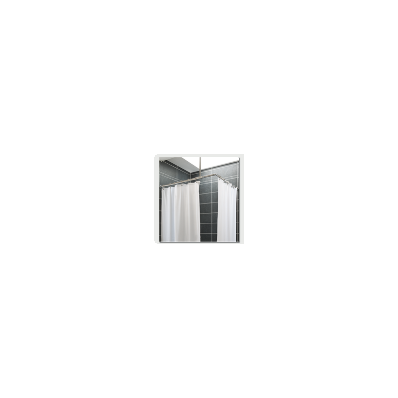 Rideau de Douche avec ourlet lesté 6 anneaux Polyester Blanc 1.80x90cm réf 60585 PRESTO
