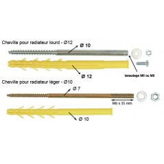 Cheville+Vis Radiateur lourd/Chauffe Eau 12x240 M8 Taraude REF A160250 ING FIXATION