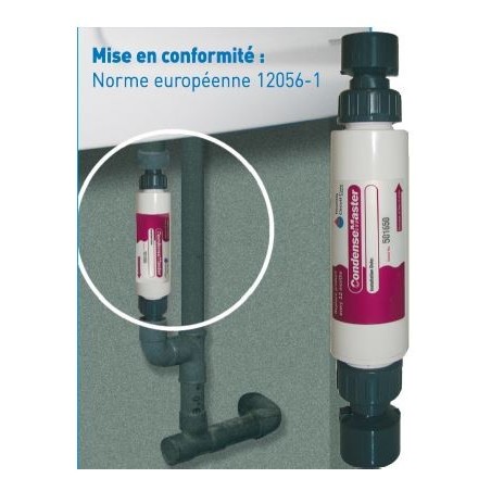 Cartouche neutralisateur de condensats de chaudiere avec raccords