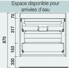 Meuble suspendu FUSSION LINE de 60 cm, 2 tiroirs, sans plan vasque, couleur Blanc brillant réf 23311 SALGAR