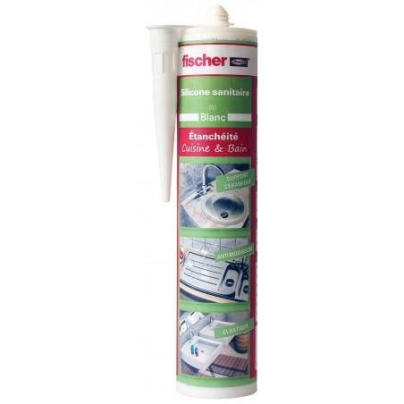 Mastic Silicone sanitaire Blanc Spec/Synthetique REF 53398 FISCHER
