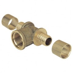 Raccord PER a glissement Té femelle au centre a sertir D20-1/2 ref 2308-20-15