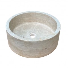 Vasque à poser ronde Ø 45 cm artisanale en pierre de travertin réf UMRS22 ONDYNA