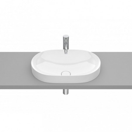 Vasque semi-encastrée Inspira round en Fineceramic® sans trop-plein 550x370 blanc brillant réf A327527000 ROCA