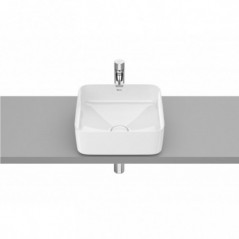 Vasque à poser Inspira square en Fineceramic® sans trop-plein 370x370 blanc brillant réf A327532000 ROCA