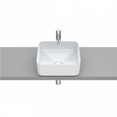 Vasque à poser Inspira square en Fineceramic® sans trop-plein 370x370 perle réf A327532630 ROCA