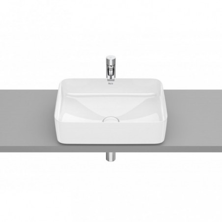 Vasque à poser Inspira square en Fineceramic® sans trop-plein 370x500 blanc brillant réf A327530000 ROCA