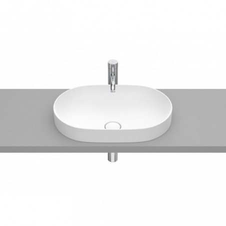 Vasque semi-encastrée Inspira round en Fineceramic® sans trop-plein 550x370 blanc mat réf A327527620 ROCA