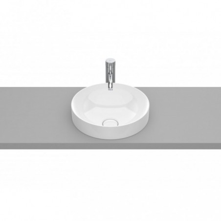 Vasque semi-encastrée Inspira round en Fineceramic® sans trop-plein 370x370 blanc brillant réf A32752R000 ROCA
