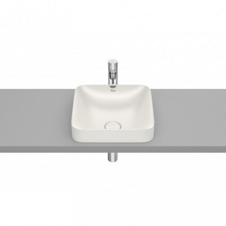 Vasque semi-encastrée Inspira square en Fineceramic® sans trop-plein 370x370 beige réf A32753R650 ROCA