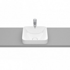 Vasque semi-encastrée Inspira square en Fineceramic® sans trop-plein 370x370 blanc brillant réf A32753R000 ROCA