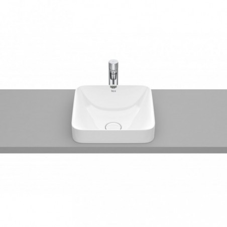 Vasque semi encastrée Inspira square en Fineceramic® sans trop-plein 370x370 blanc brillant réf A32753R000 ROCA