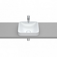 Vasque semi-encastrée Inspira square en Fineceramic® sans trop-plein 370x370 perle réf A32753R630 ROCA
