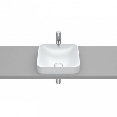 Vasque semi-encastrée Inspira square en Fineceramic® sans trop-plein 370x370 perle réf A32753R630 ROCA