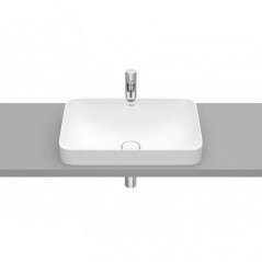 Vasque semi-encastrée Inspira square en Fineceramic® sans trop-plein 550x370 blanc mat réf A327534620 ROCA