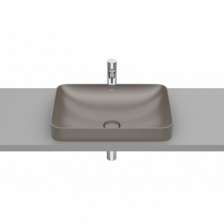 Vasque semi-encastrée Inspira square en Fineceramic® sans trop-plein 550x370 café réf A327534660 ROCA