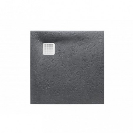 Receveur Terran Stonex® sans cadre, ultraplat et antidérapant + vidage 1000x1000 gris ardoise réf AP1033E83E801200 ROCA