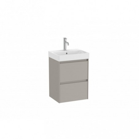 Meuble Ona Unik compact 2 tiroirs + lavabo en finecremaic 450mm gris mat réf A851681510 ROCA