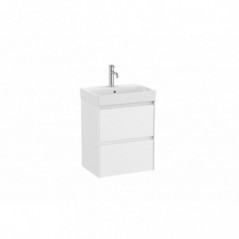 Meuble Ona Unik compact 2 tiroirs + lavabo en finecremaic 500mm blanc mat réf A851682509 ROCA
