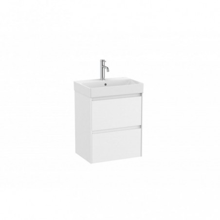 Meuble Ona Unik compact 2 tiroirs + lavabo en finecremaic 500mm blanc mat réf A851682509 ROCA