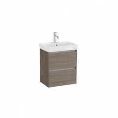 Meuble Ona Unik compact 2 tiroirs + lavabo en finecremaic 500mm orme foncé réf A851682511 ROCA