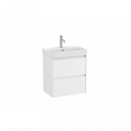 Meuble Ona Unik compact 2 tiroirs + lavabo en finecremaic 550mm blanc mat réf A851683509 ROCA