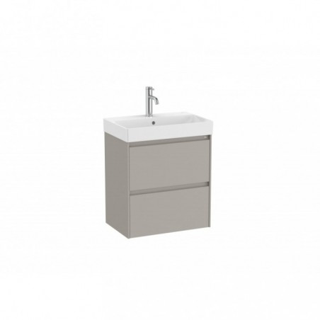 Meuble Ona Unik compact 2 tiroirs + lavabo en finecremaic 550mm gris mat réf A851683510 ROCA