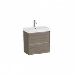 Meuble Ona Unik compact 2 tiroirs + lavabo en finecremaic 600mm orme foncé réf A851684511 ROCA