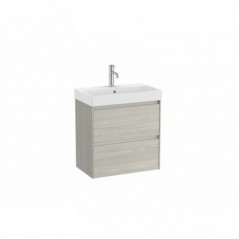 Meuble Ona Unik compact 2 tiroirs + lavabo en finecremaic 600mm chêne blanchi réf A851684512 ROCA