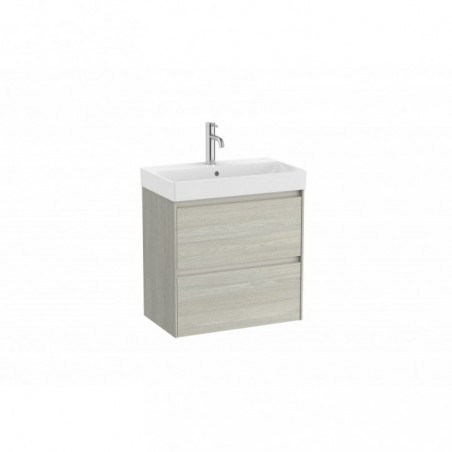 Meuble Ona Unik compact 2 tiroirs + lavabo en finecremaic 600mm chêne blanchi réf A851684512 ROCA