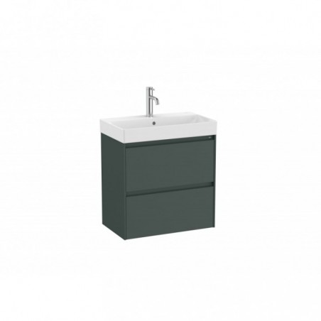 Meuble Ona Unik compact 2 tiroirs + lavabo en finecremaic 600mm vert mat réf A851684513 ROCA
