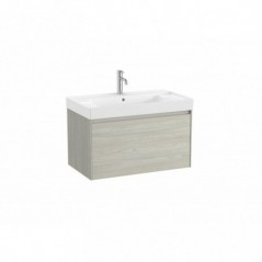 Meuble Ona Unik 1 tiroirs avec lavabo en finecremaic 800mm chêne blanchi réf A851685512 ROCA