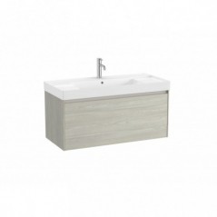 Meuble Ona Unik 1 tiroirs avec lavabo en finecremaic 1000mm chêne blanchi réf A851686512 ROCA