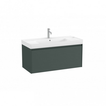 Meuble Ona Unik 1 tiroirs avec lavabo en finecremaic 1000mm vert mat réf A851686513 ROCA