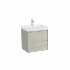 Meuble Ona Unik 2 tiroirs + lavabo en fineceramic 600mm chêne blanchi réf A851688512 ROCA