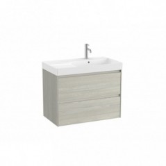 Meuble Ona Unik 2 tiroirs + lavabo en fineceramic droite 800mm chêne blanchi réf A851690512 ROCA