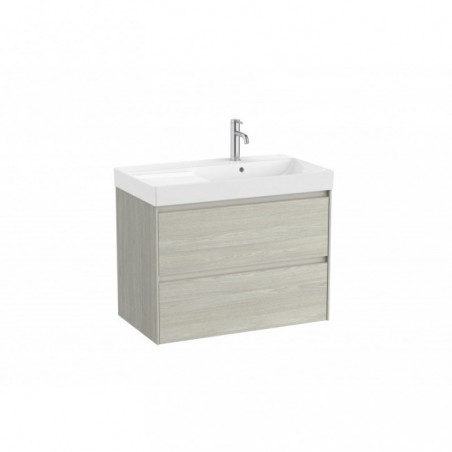 Meuble Ona Unik 2 tiroirs + lavabo en fineceramic droite 800mm chêne blanchi réf A851690512 ROCA