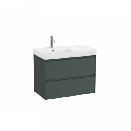 Meuble Ona Unik 2 tiroirs + lavabo en fineceramic gauche 800mm vert mat réf A851692513 ROCA