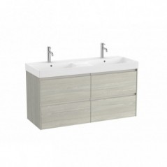 Meuble Ona Unik 4 tiroirs + lavabo double en fineceramic 1200mm chêne blanchi réf A851694512 ROCA