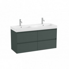 Meuble Ona Unik 4 tiroirs + lavabo double en fineceramic 1200mm vert mat réf A851694513 ROCA