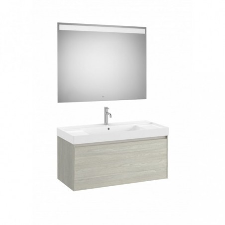 Meuble Ona 1 tiroir + lavabo en fineceramic 1000mm chêne blanchi réf A851702512 ROCA