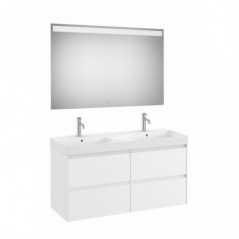 Meuble Ona 4 tiroirs + lavabo en fineceramic + miroir led eidos 1200mm blanc mat réf A851710509 ROCA