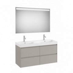 Meuble Ona 4 tiroirs + lavabo en fineceramic + miroir led eidos 1200mm gris mat réf A851710510 ROCA