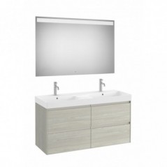 Meuble Ona 4 tiroirs + lavabo en fineceramic + miroir led eidos 1200mm chêne blanchi réf A851710512 ROCA
