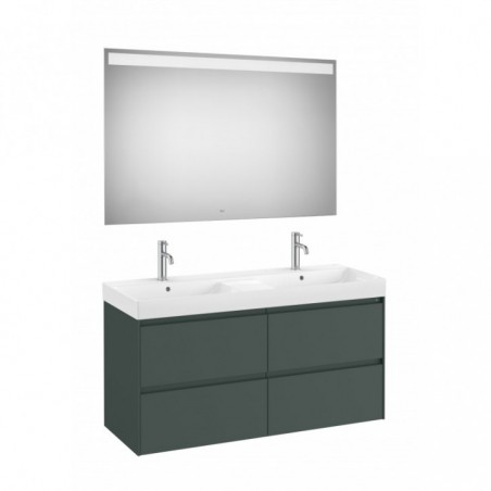 Meuble Ona 4 tiroirs + lavabo en fineceramic + miroir led eidos 1200mm vert mat réf A851710513 ROCA