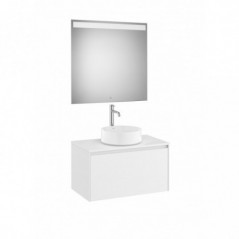 Meuble Ona 1 tiroir pour vasque à poser + miroir led eidos 800 blanc mat réf A851712509 ROCA