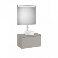 Meuble Ona 1 tiroir pour vasque à poser + miroir led eidos 800 gris mat réf A851712510 ROCA