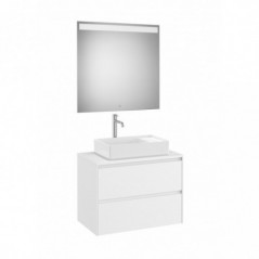 Meuble Ona 2 tiroirs pour vasque à poser + miroir led eidos 800 blanc mat réf A851716509 ROCA