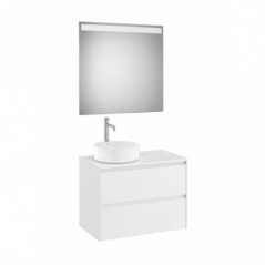 Meuble Ona 2 tiroirs pour vasque à poser gauche + miroir led eidos 800 blanc mat réf A851717509 ROCA