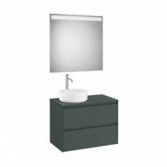 Meuble Ona 2 tiroirs pour vasque à poser gauche + miroir led eidos 800 vert mat réf A851717513 ROCA